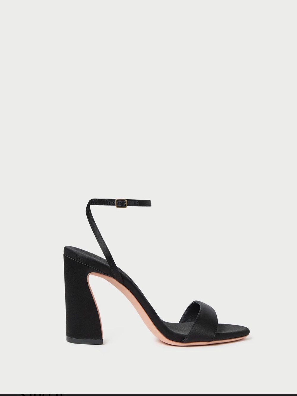 Malia Black Satin Curved−Heel Sandal